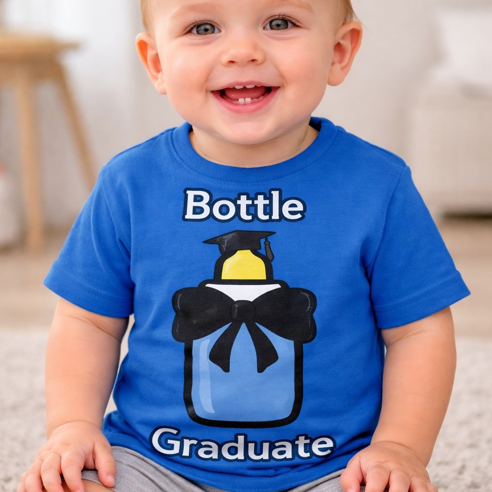 Blue "Bottle Graduate" Baby Graphic Tee
